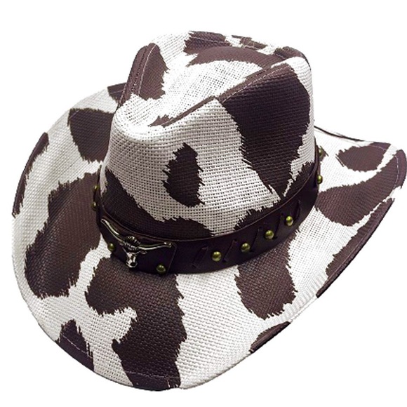 Cowprint Cowboy Hat with Steer Concho main image 9
